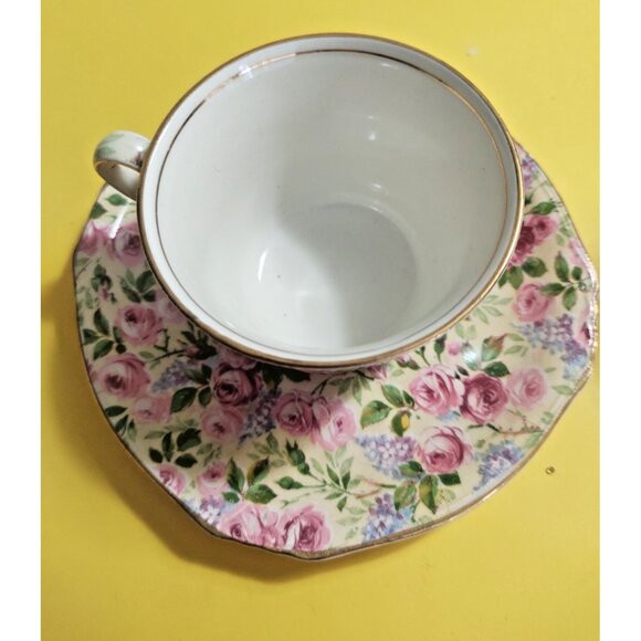 Royal Winton Chintz Style TEA CUP AND SAUCER set "June Roses" 1940's - Picture 6 of 12